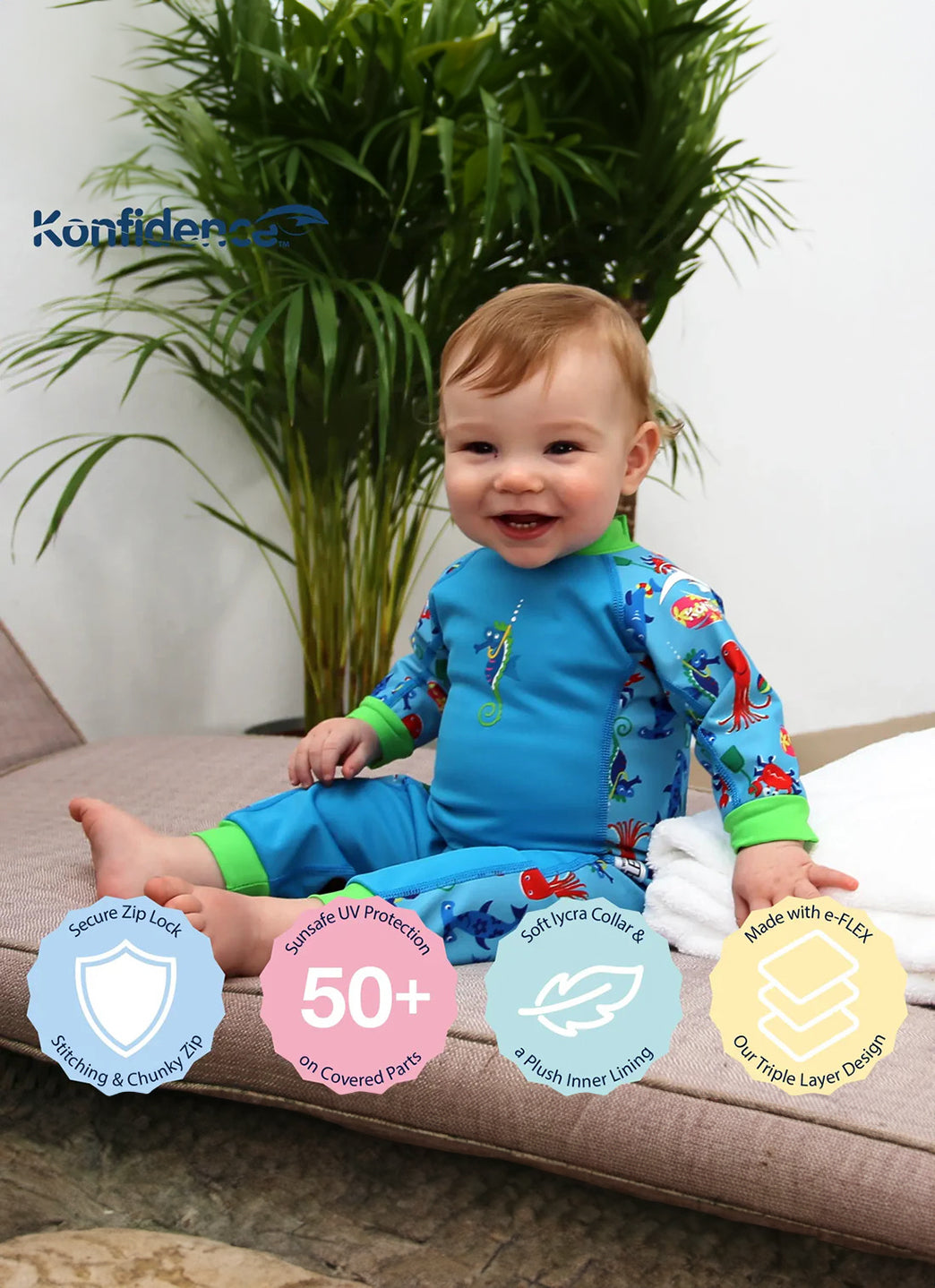 Konfidence Splashy Sunsuit Made With e-Flexâ„?(Baby)
