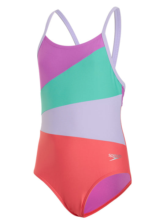 Speedo Girls' Radiating Splice One Piece Swimsuit (Big Kid)