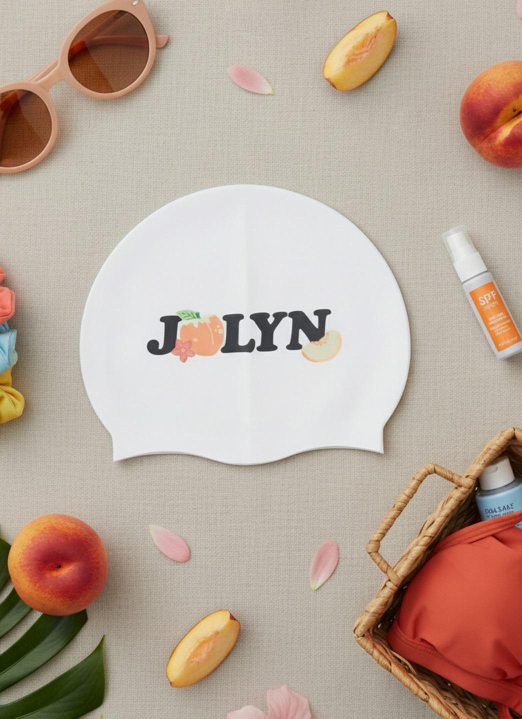 JOLYN Peach Silicone Swim Cap